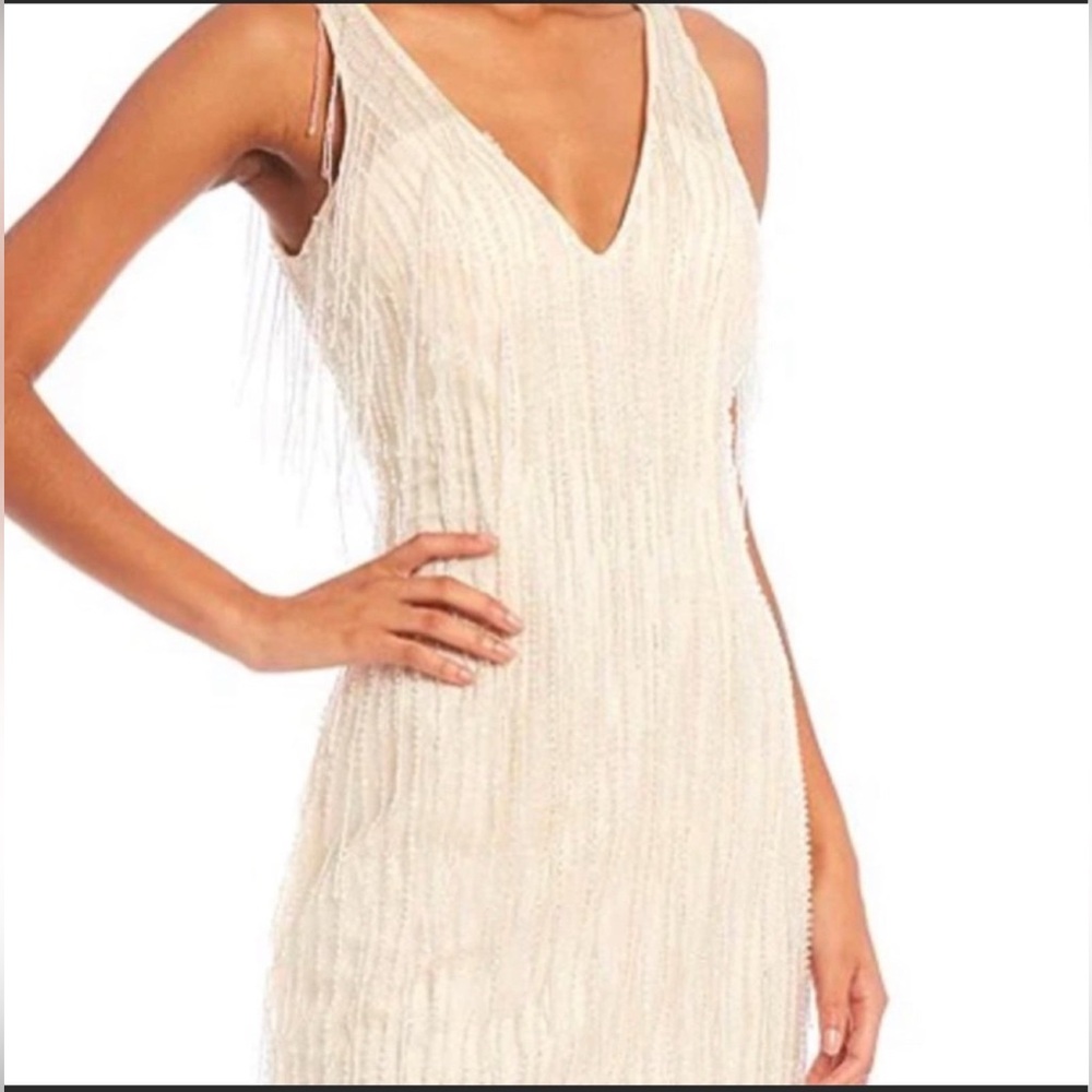 Gianni Bini Cream Fringe Mini Dress